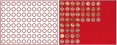 Plateau numismatique NERA de 88 cases circulaires pour monnaies jusqu’à 21,5 mm (5 cents euro) - à l’unité
