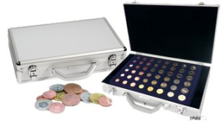 Valisette numismatique CARGO L6 avec 6 plateaux pour 36  séries euros de 1 cent à 2 euros avec ou sans capsule