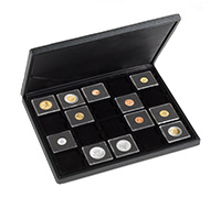 Coffret numismatique PRESIDIO Uno en simili cuir pour 20 monnaies sous capsules Quadrum