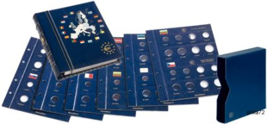 Album de poche avec 12 feuilles numismatiques pour 12 séries complètes  d'euros, bleu online