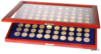 Vitrine numismatique pour 10 jeux complets de pièces de 1 cent à 2 euros