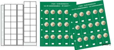 Feuilles préimprimées numismatique PREMIUM universel pour 15 ou 35 pièces de 2 euros - paquet de 2 feuilles