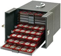 Valise box numismatiques NERA MB10 en simili cuir vendue vide pour 10 médailliers Lindner