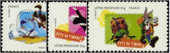 Série Fête du timbre Looney Tunes tirage autoadhésif - 3 timbres multicolore provenant de carnet