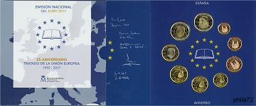 Coffret série monnaies euro Espagne 2017 BU - 25 ans du Traité de Maastricht