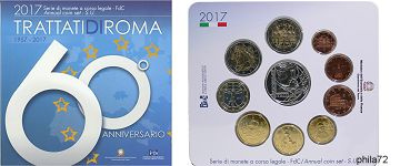 Coffret série monnaies euro Italie 2017 BU - 60ème Anniversaire du Traité de Rome
