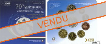 Coffret série monnaies euro Italie 2018 BU - 70 ans de la constitiution italienne. 