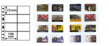 Feuilles GRANDE Coincards fond transparent avec 8 pochettes de 106 x 72 mm  - paquet de 5 feuilles