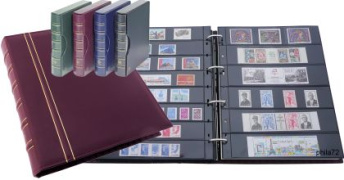 Album GRANDE CLASSIC A4 avec 10 feuilles panachées 6S et 8S noires 6 et 8 bandes pour timbres et son étui assorti 