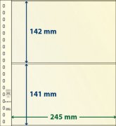 Feuilles neutres LINDNER-T MIX2 1 bande de 142 x 245 mm et 1 bande de 141 x 245 mm - paquet de 10 feuilles