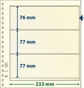 Feuilles neutres LINDNER-T MIX3 1 bande de 76 x 233 mm et 2 bandes de 77 x 233  mm - paquet de 10 feuilles