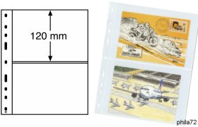 Feuilles OPTIMA fond transparent 2 bandes de 120 x 180 mm pour 2 cartes postales - paquet de 10 feuilles