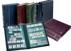 Classeurs PREMIUM LEFA cuir 64 pages noires pour timbres avec bandes rhodoïd et son étui