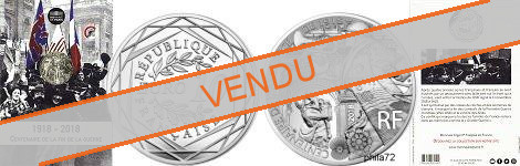 Commémorative 10 euros Argent Grande Guerre Armistice 2018 UNC sous blister - Monnaie de Paris