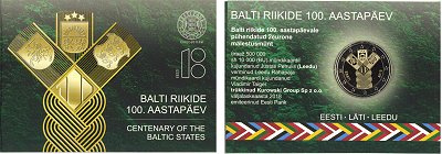 Commémorative 2 euros Estonie 2018 BU - 100 ans des états Baltes
