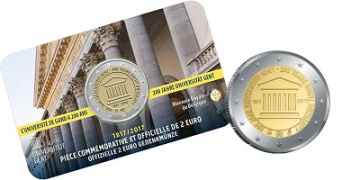 Commémorative 2 euros Belgique 2017 Coincard version Française - Université de Gent