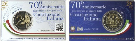 Commémorative 2 euros Italie 2018 BU Coincard - 70 ans de la constitution Italienne