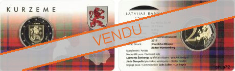 Commémorative 2 euros Lettonie 2017 BU Coincard - région historique de Kurzeme