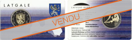 Commémorative 2 euros Lettonie 2017 BU Coincard - région historique de Latgale