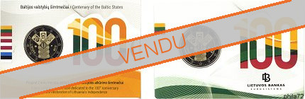 Commémorative 2 euros Lituanie 2018 BU Coincard - 100 ans des états Baltes