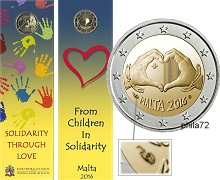 Commémorative 2 euros Malte 2016 BU Coincard avec poinçon MDP - Love Children in Solidarity
