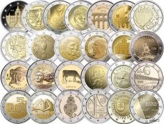 Lot des 25 pièces 2 euros commémoratives 2016 UNC - sans ateliers Allemands
