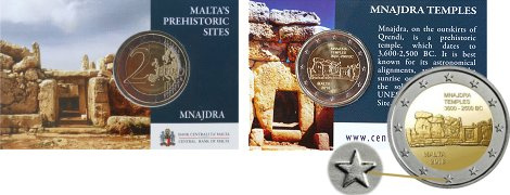Commémorative 2 euros Malte 2018 Coincard - Temples de Mnajdra