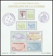 Feuillet Orphelins de la Guerre salon Paris Philex 2018 - 8 timbres