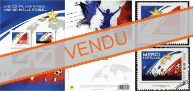 Merci les bleus 2018 tirage autoadhésif - TVP 20g - lettre verte collector de 4 timbres