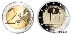 Commémorative 2 euros Italie 2018 UNC - 70 ans de la constitution Italienne