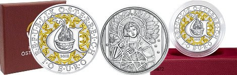 Commémorative 10 euros Argent Autriche 2018 Belle Epreuve -  L'archange jaune Uriel