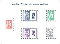 Marianne l'engagée 2018 - bloc de 5 timbres