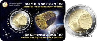 Commémorative 2 euros Belgique 2018 Coincard version Française - 50 ans Satellite Esro