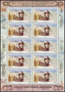 Mini-feuillet de 10 timbres poste aérienne 2011 - Henri Péquet multicolore avec marge illustrée