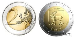  Commémorative 2 euros Lettonie 2018 UNC - région historique de Zemgale