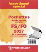 Assortiment de  24 Pochettes Yvert et Tellier double soudures fond noir pour timbres gommés 2017 - 2ème Semestre