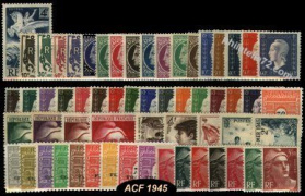 Année complète France 1945 - n° 669 au n° 747 - 85 timbres