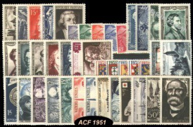Année complète France 1951 - n° 878 au n° 918 - 41 timbres