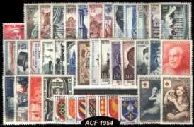 Année complète France 1954 - n° 968 au n° 1007 - 40 timbres