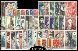 Année complète France 1955 - n° 1008 au n° 1049 - 46 timbres