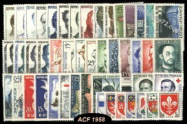 Année complète France 1958 - n° 1142 au n° 1188 - 47 timbres