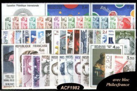 Année complète France 1982 - n° 2178 au n° 2251 - 74 timbres