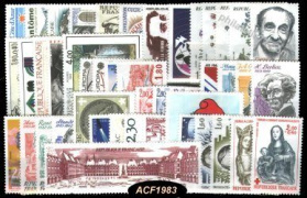 Année complète France 1983 - n° 2252 au n° 2298 - 47 timbres