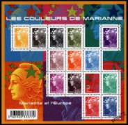 Bloc salon du timbre - Les couleurs de Marianne 2009 - 13 timbres