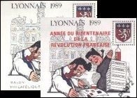 CNEP - Salon Philatélique de Lyon LYONNAIS 1989 - 2 Blocs - bloc 10 sans surcharge - bloc 11 surcharge rouge "Année du bicentenaire de la révolution Française"