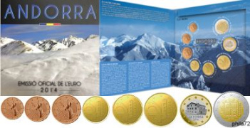 Coffret série monnaies euro Andorre 2014 BU