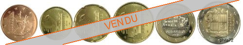 Série courte 6 pièces 5 cents à 2 euros Andorre année 2014 UNC