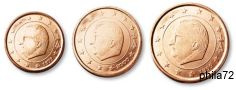 Série 1-2-5 cents Belgique année 2004 UNC