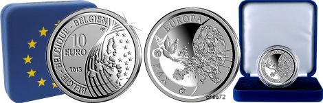 Commémorative 10 euros Argent Belgique 2015 Belle Epreuve - 70 ans de paix en europe