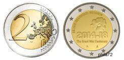 Commémorative 2 euros Belgique 2014 UNC - Premiere Guerre Mondiale